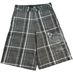 O’Neill Boys Triumphant War Charcoal Plaid Skate Shorts Size 23